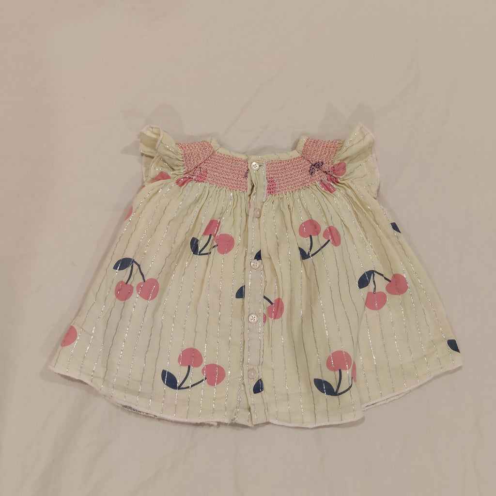 JACK & MILLY Baby Doll Top Size 6-12M Baby Girl 'Cherries'