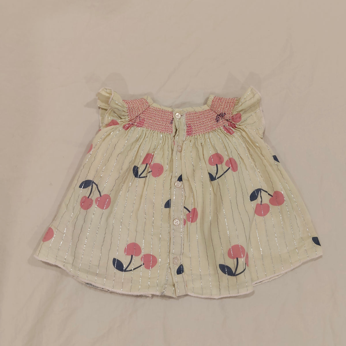 JACK & MILLY Baby Doll Top Size 6-12M Baby Girl 'Cherries'