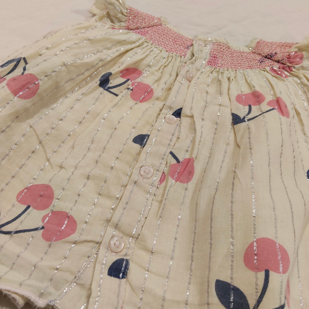 JACK & MILLY Baby Doll Top Size 6-12M Baby Girl 'Cherries'