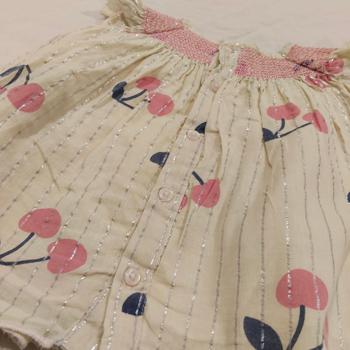 JACK & MILLY Baby Doll Top Size 6-12M Baby Girl 'Cherries'