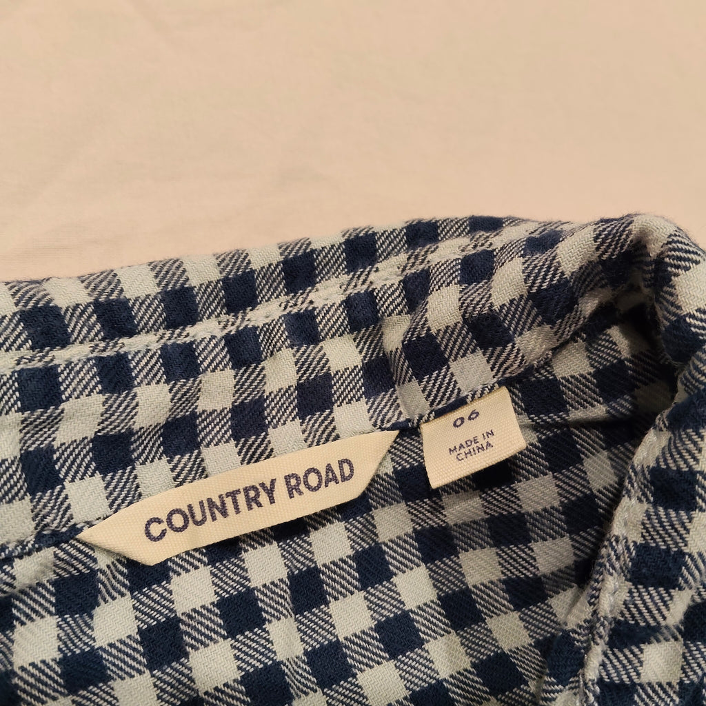 COUNTRY ROAD Shirt Size 6 Boys Long Sleeve Blue Gingham