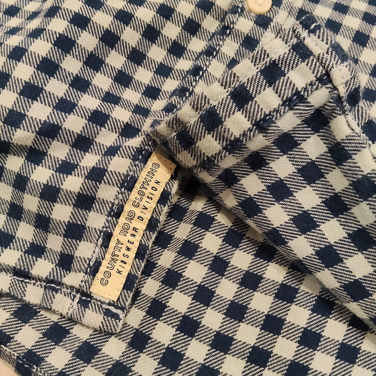 COUNTRY ROAD Shirt Size 6 Boys Long Sleeve Blue Gingham