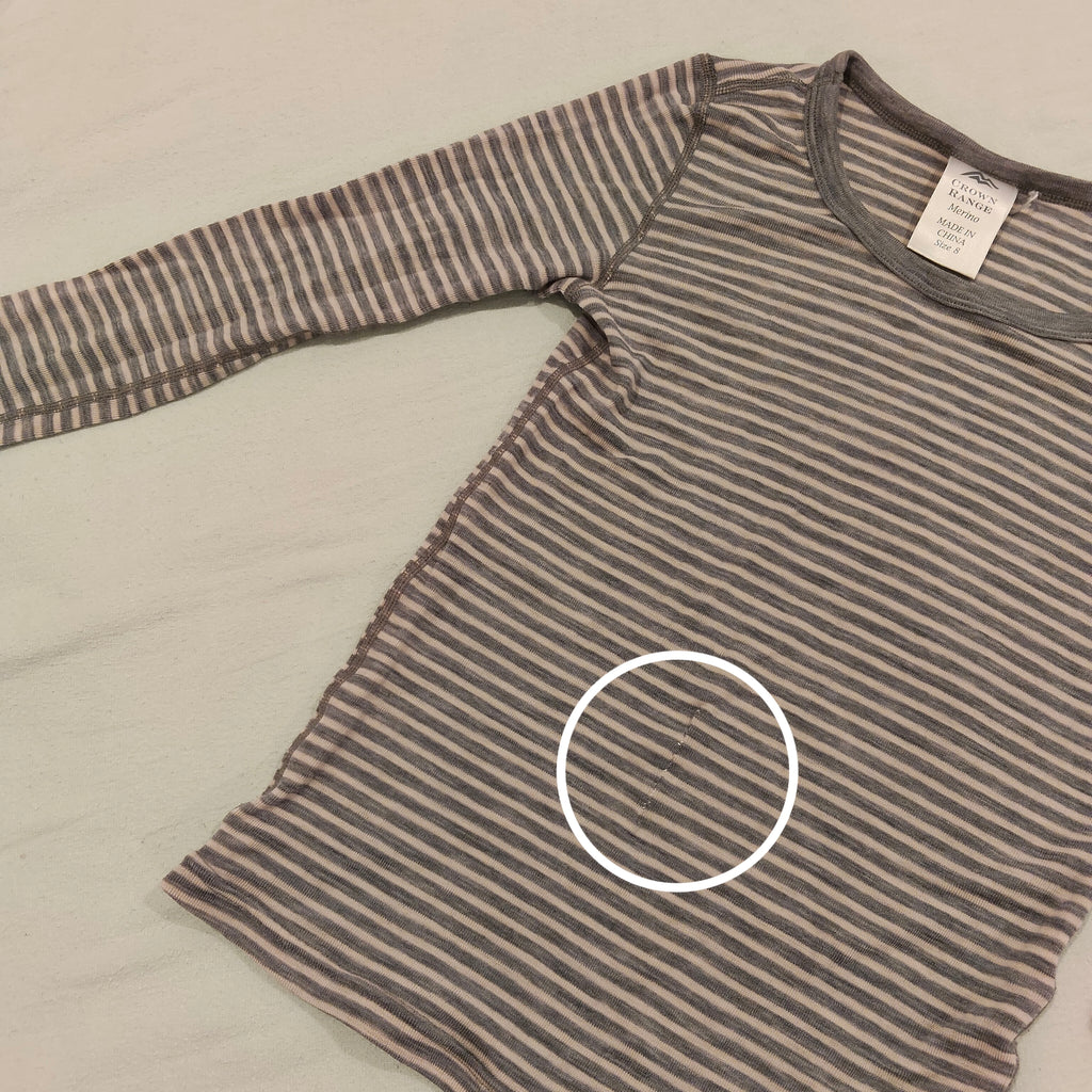 CROWN RANGE Merino top size 8yrs unisex kids grey stripes