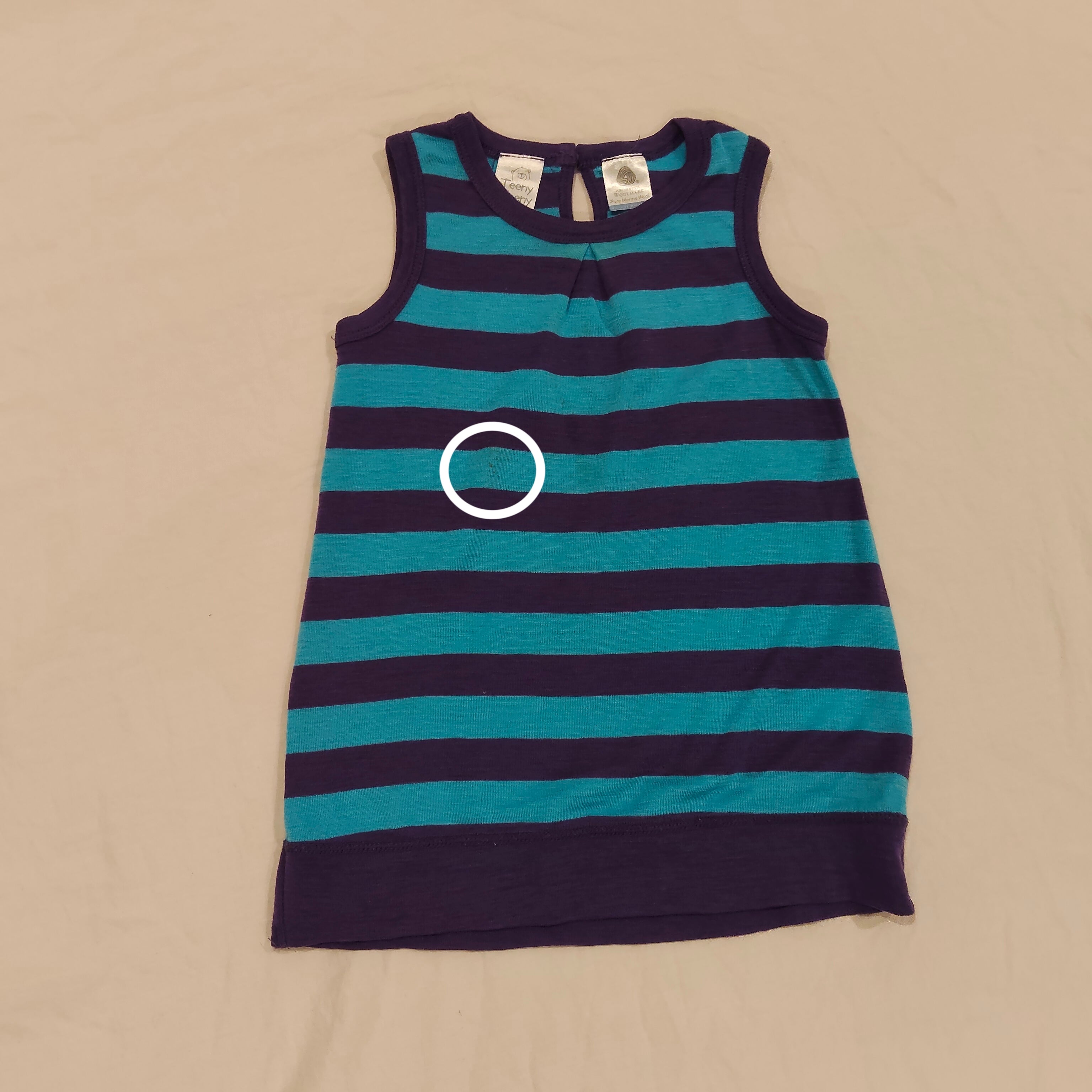 Teeny Tweeny 100% MERINO dress size 12m girls stripes