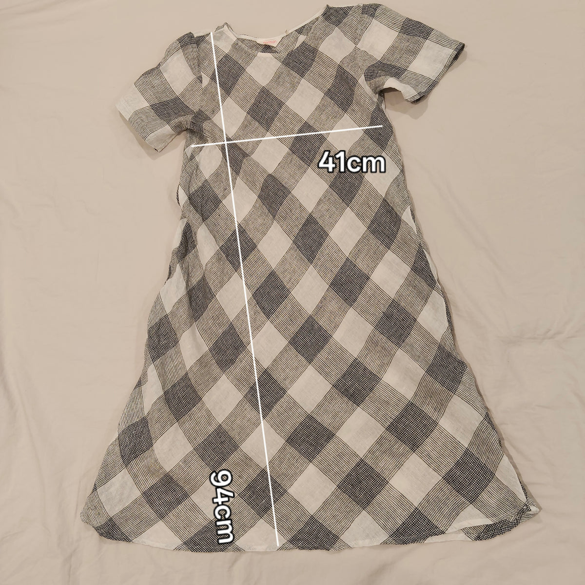 GORMAN LINEN Dress Size 6 Women Check Gingham Short Sleeve
