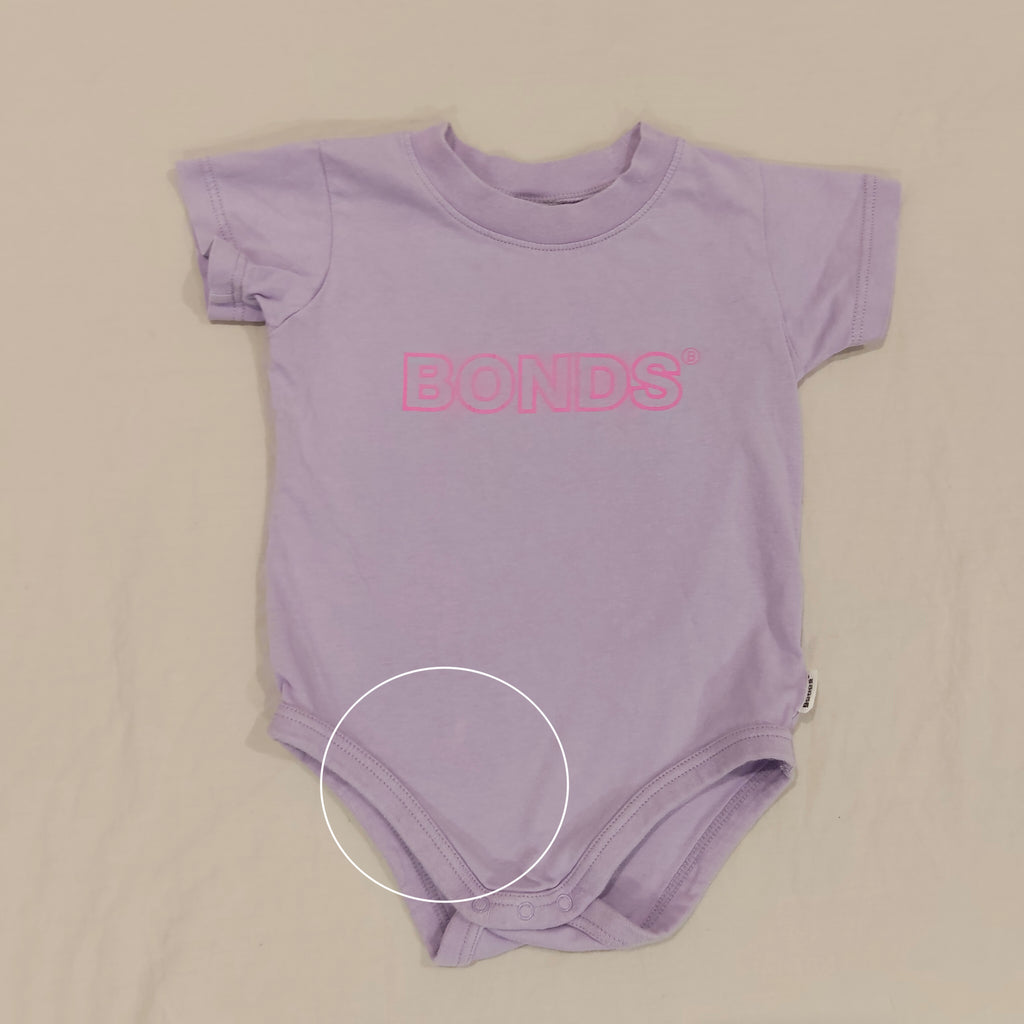 BONDS bodysuit lilac short sleeve Size 6-12M Baby Girls
