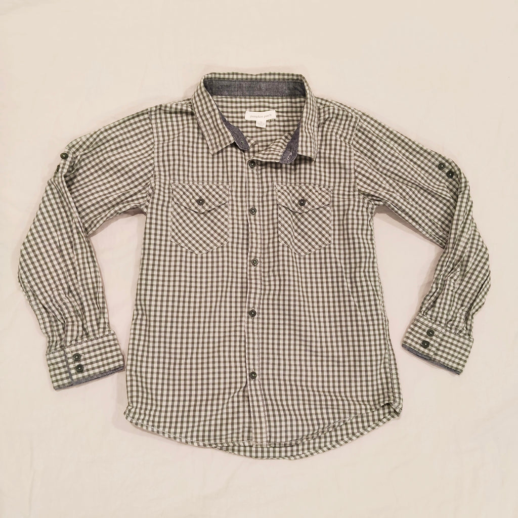 PUMPKIN PATCH Gingham Shirt Size 9 Boys Long Sleeve