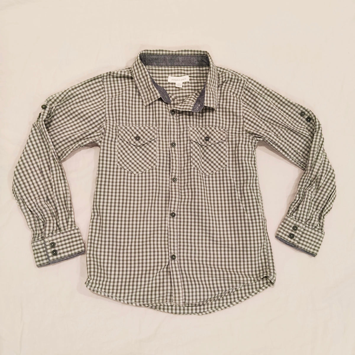 PUMPKIN PATCH Gingham Shirt Size 9 Boys Long Sleeve