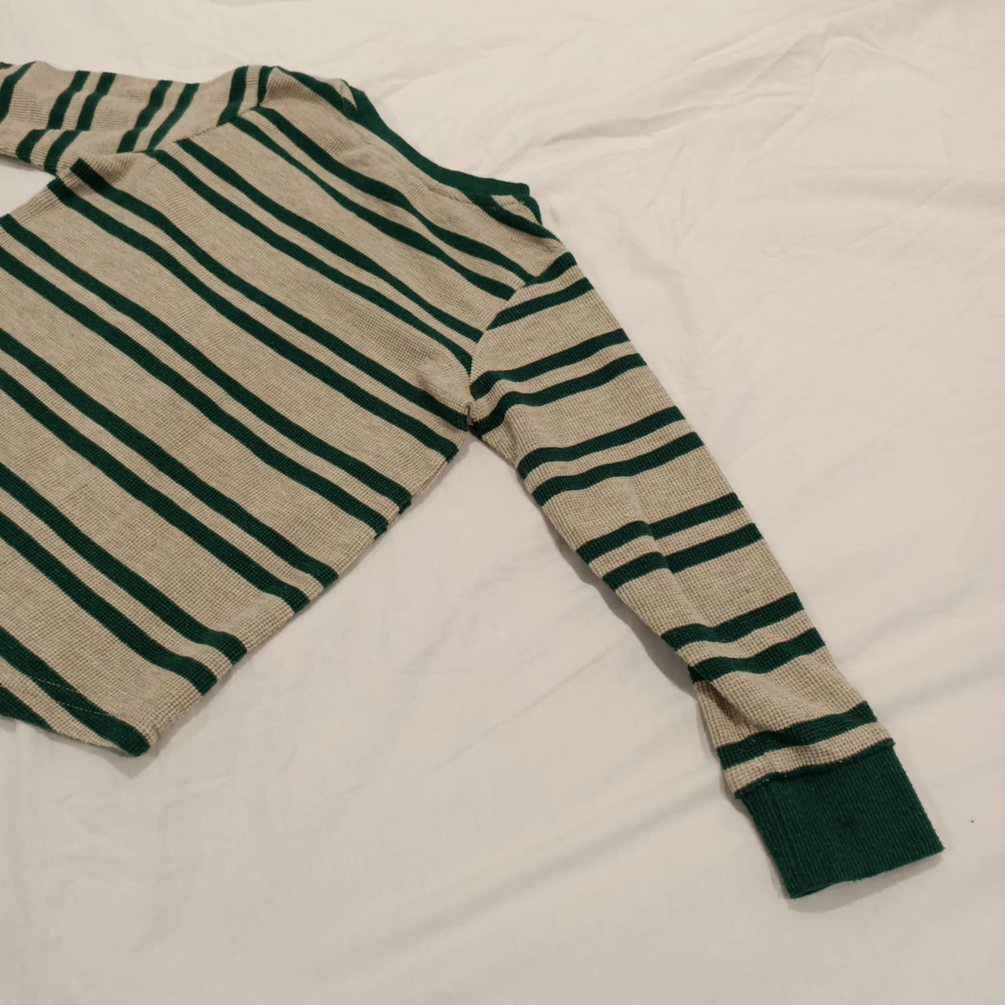 MAC + ELLIE top size 4 boys waffle long sleeve green stripes