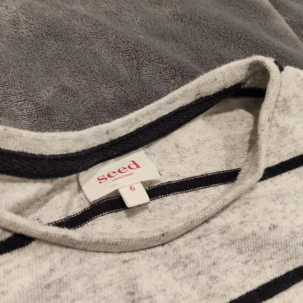 SEED top size 6 long sleeve stripes embroidered logo