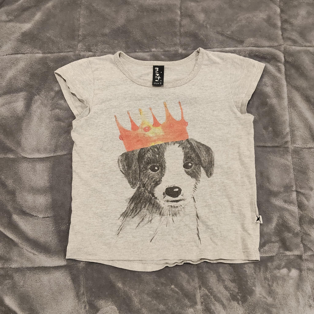 MINTI top size 5 girls short sleeve Crown Puppy