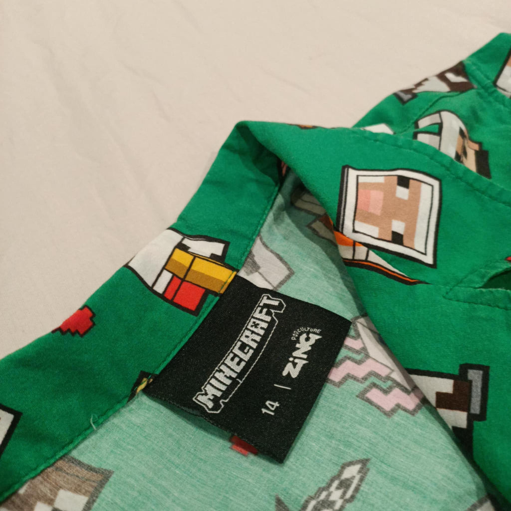 MINECRAFT shirt size 14 boys short sleeve green