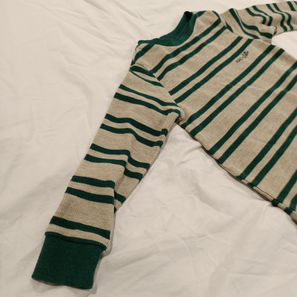 MAC + ELLIE top size 4 boys waffle long sleeve green stripes