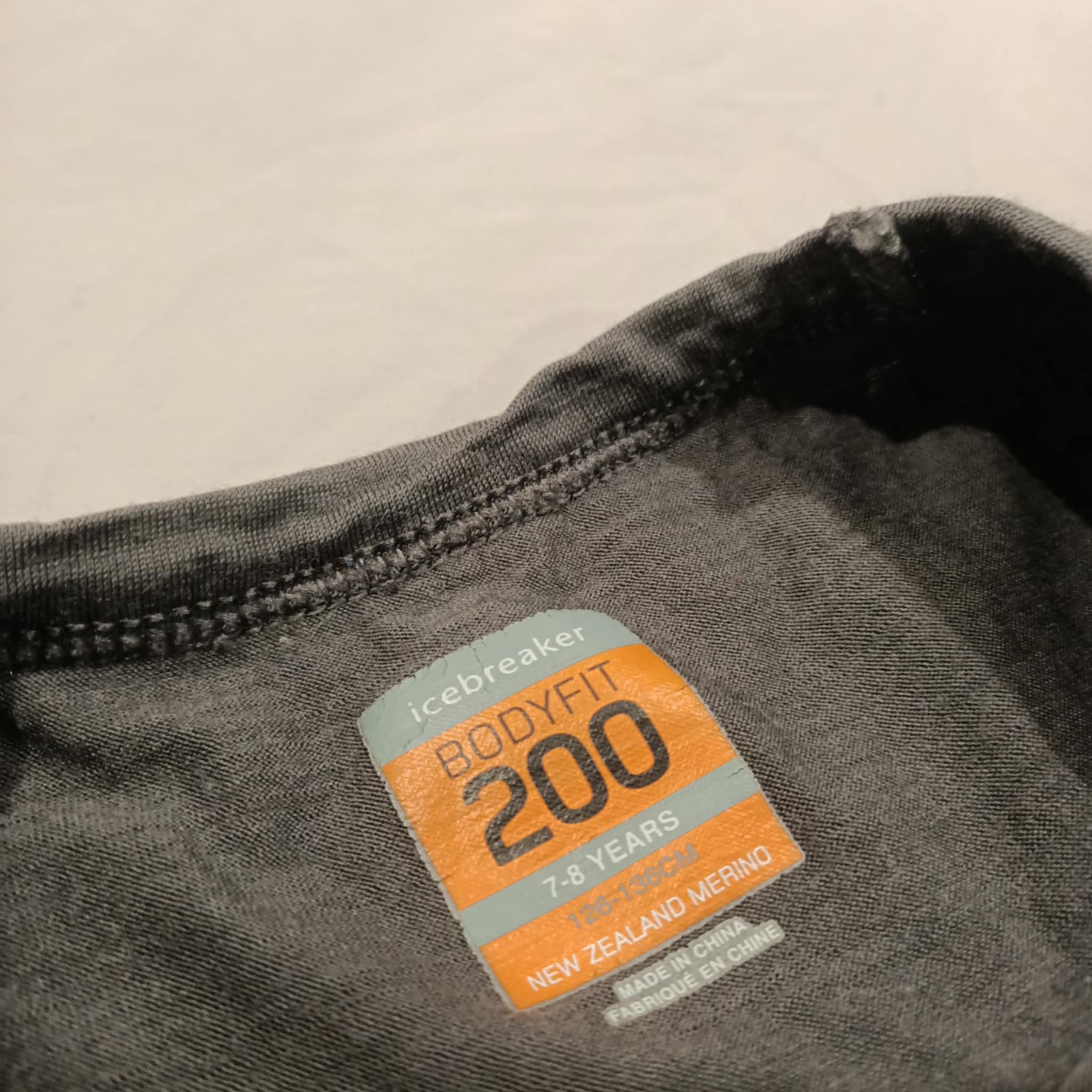 ICEBREAKER Merino top size 7-8y unisex kids long sleeve grey