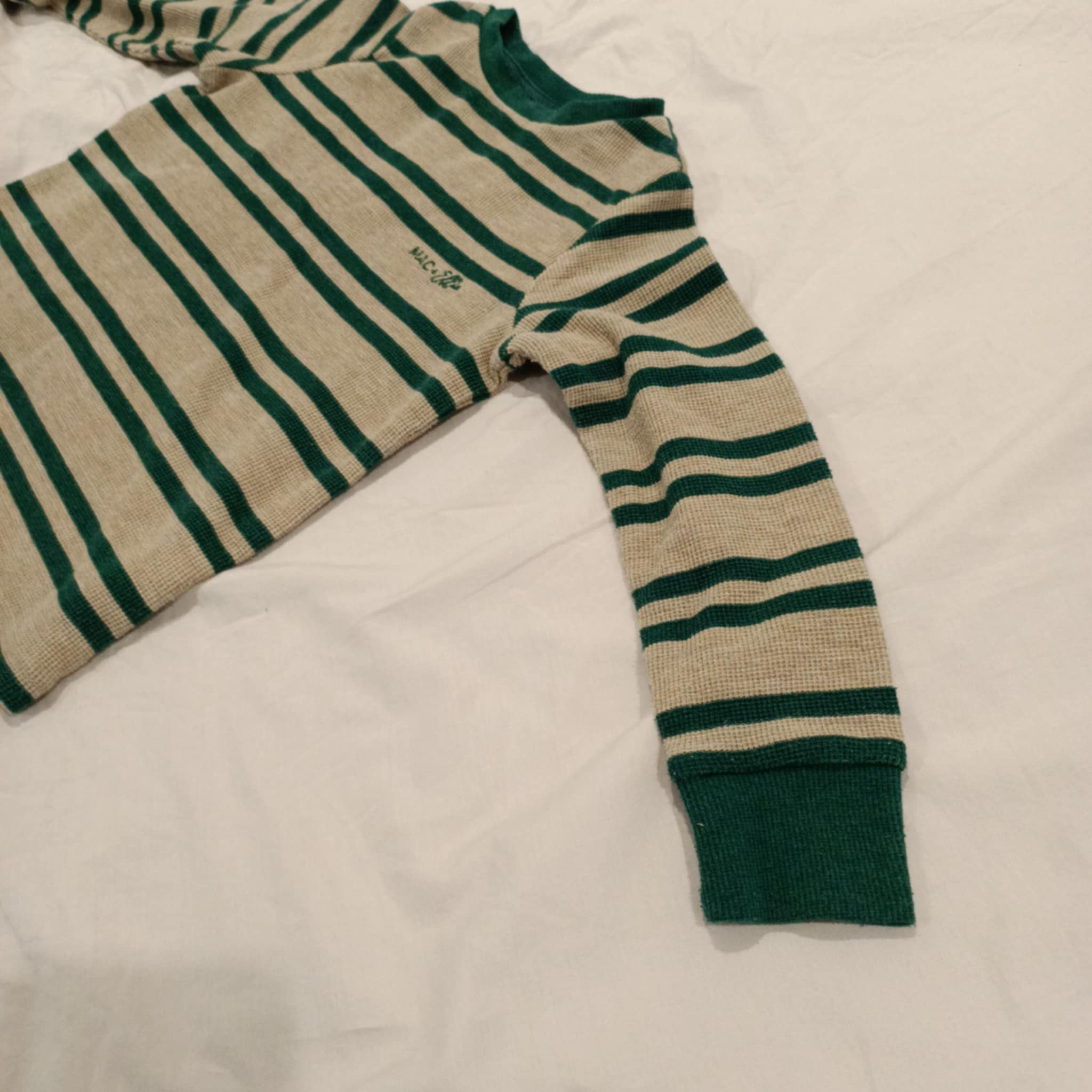 MAC + ELLIE top size 4 boys waffle long sleeve green stripes